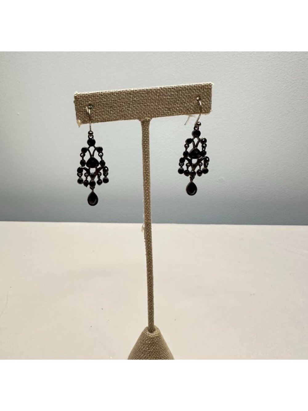 Vintage Y2K Gothic Bohemian Black Chandelier Drop Earrings 1 7/8 Inches Long - Picture 4 of 7